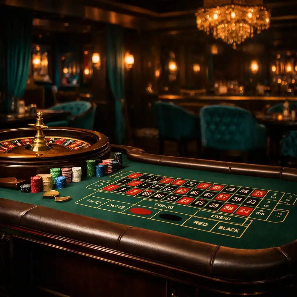 Elegancki stół do ruletki w Casino Lounge Zunavexo