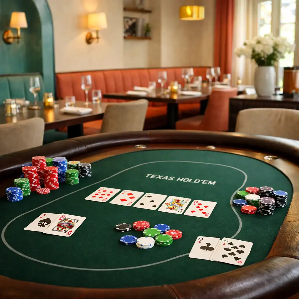 Stół do Texas Hold'em w eleganckim wnętrzu Zunavexo